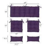 STillcomsy Outdoor Wicker Chair Cushions of 5Pieces,Tufted Patio Bench Cushions & 2Seat Cushions with Ties,2Lumber Pillows,Waterproof Cushions for Patio Furniture -Purple - Retail: $60 STillcomsy Outdoor Wicker Chair Cushions of 5Pieces,Tufted Patio Bench Cushions & 2Seat Cushions with Ties,2Lumber Pillows,Waterproof Cushions for Patio Furniture -Purple - Retail: $60