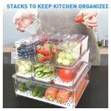 Pomeat 10 Pack Fridge Organizer, Stackable Refrigerator Bins with Lids, BPA-Free Produce Fruit Storage Containers for Fridge, Clear for Food, Drinks, Vegetable - Retail: $27 Pomeat 10 Pack Fridge Organizer, Stackable Refrigerator Bins with Lids, BPA-Free Produce Fruit Storage Containers for Fridge, Clear for Food, Drinks, Vegetable - Retail: $27