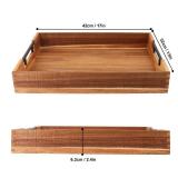 kukmakri 2 PCS Acacia Wood Serving Tray with Black Handles - 13 x 17 inches Premium Wooden Tray for Ottoman and Coffee Table Tray, Home Decor, Kitchen + 6 Wood Coasters + a stainless steel cutting boa kukmakri 2 PCS Acacia Wood Serving Tray with Black Handles - 13 x 17 inches Premium Wooden Tray for Ottoman and Coffee Table Tray, Home Decor, Kitchen + 6 Wood Coasters + a stainless steel cutting boa