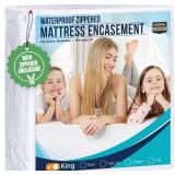 Utopia Bedding Waterproof Mattress Protector King Size, Zippered Mattress Encasement Bed Bug and Dust Mite Proof, Absorbent Six-Sided Mattress Cover - Retail: $27 Utopia Bedding Waterproof Mattress Protector King Size, Zippered Mattress Encasement Bed Bug and Dust Mite Proof, Absorbent Six-Sided Mattress Cover - Retail: $27