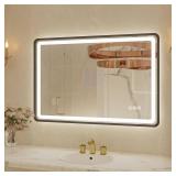 24x36 Inch Black Frame LED Bathroom Mirror with Lights, Dimmable Smart Lighted Bathroom Mirror, Anti-Fog, 3 Colors, Frontlit and Backlit, Waterproof, Memory Function Wall Mirror for Bathroom - Retail: 24x36 Inch Black Frame LED Bathroom Mirror with Lights, Dimmable Smart Lighted Bathroom Mirror, Anti-Fog, 3 Colors, Frontlit and Backlit, Waterproof, Memory Function Wall Mirror for Bathroom - Retail: