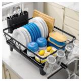 Urackify Dish Drainers for Kitchen Counter - Large Capacity Dish Drying Rack with Drainboard, Rustproof & Sturdy Design, Black Dish Rack Perfect for Plates, Cups & Kitchen Countertop Organization - Re Urackify Dish Drainers for Kitchen Counter - Large Capacity Dish Drying Rack with Drainboard, Rustproof & Sturdy Design, Black Dish Rack Perfect for Plates, Cups & Kitchen Countertop Organization - Re