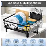 Urackify Dish Drainers for Kitchen Counter - Large Capacity Dish Drying Rack with Drainboard, Rustproof & Sturdy Design, Black Dish Rack Perfect for Plates, Cups & Kitchen Countertop Organization - Re Urackify Dish Drainers for Kitchen Counter - Large Capacity Dish Drying Rack with Drainboard, Rustproof & Sturdy Design, Black Dish Rack Perfect for Plates, Cups & Kitchen Countertop Organization - Re