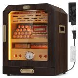 SEMKONT Cigar Humidor, Lighted Control Magnetic Door Desktop Cigar Humidor Cabinet,with Cigar Accessory Drawer and 2 humidifiers 3 Layer Large Capacity Humidor,Hold 100-150 Cigars (Brown) - Retail: $1 SEMKONT Cigar Humidor, Lighted Control Magnetic Door Desktop Cigar Humidor Cabinet,with Cigar Accessory Drawer and 2 humidifiers 3 Layer Large Capacity Humidor,Hold 100-150 Cigars (Brown) - Retail: $1