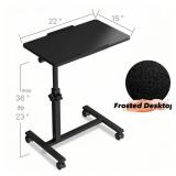 IRUFGLL Overbed Table with Wheels Adjustable Bed Desk Hospital Bed Table Laptop Stand for Couch TV Tray Cart Portable Desk Computer Workstations-Black - Retail: $53 IRUFGLL Overbed Table with Wheels Adjustable Bed Desk Hospital Bed Table Laptop Stand for Couch TV Tray Cart Portable Desk Computer Workstations-Black - Retail: $53