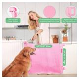 Likzest Retractable Baby and Pet Gate - 33\" Tall, Extends up to 55\" Wide, Child Safety for Stairs, Doorways, Hallways - Indoor and Outdoor Mesh Gate (Pink) - Retail: $82 Likzest Retractable Baby and Pet Gate - 33\" Tall, Extends up to 55\" Wide, Child Safety for Stairs, Doorways, Hallways - Indoor and Outdoor Mesh Gate (Pink) - Retail: $82