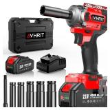 Avhrit Cordless Impact Wrench 3/8 Inch, 450N.m/ 330Ft-lbs Electric Impact Gun with Blushless Motor, 4000mAh Battery, Charger, 5 Sockets, Power Impact Driver for Car Home, Tire Repair  TESTED  - Retail Avhrit Cordless Impact Wrench 3/8 Inch, 450N.m/ 330Ft-lbs Electric Impact Gun with Blushless Motor, 4000mAh Battery, Charger, 5 Sockets, Power Impact Driver for Car Home, Tire Repair  TESTED  - Retail