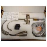 Kitchen Sink Faucet with Pull - Down Sprayer, 2 - Handle 3 - in - 1 Kitchen Sink Filter Faucet, Cold and Hot Mixer Drinking Water Faucet (Brushed Nickel-02) - Retail: $80 Kitchen Sink Faucet with Pull - Down Sprayer, 2 - Handle 3 - in - 1 Kitchen Sink Filter Faucet, Cold and Hot Mixer Drinking Water Faucet (Brushed Nickel-02) - Retail: $80