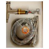 Kitchen Sink Faucet with Pull - Down Sprayer, 2 - Handle 3 - in - 1 Kitchen Sink Filter Faucet, Cold and Hot Mixer Drinking Water Faucet (Brushed Nickel-02) - Retail: $80 Kitchen Sink Faucet with Pull - Down Sprayer, 2 - Handle 3 - in - 1 Kitchen Sink Filter Faucet, Cold and Hot Mixer Drinking Water Faucet (Brushed Nickel-02) - Retail: $80