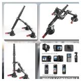 FIFIELD Triple Suction Cup Car Mount Kit with 2in1 Selfie Stick, Quick Release Adjustable Extension Pole Camera Mount for Windshield Dashboard Hood, Compatible with GoPro Insta360 DJI Action Cameras - FIFIELD Triple Suction Cup Car Mount Kit with 2in1 Selfie Stick, Quick Release Adjustable Extension Pole Camera Mount for Windshield Dashboard Hood, Compatible with GoPro Insta360 DJI Action Cameras -