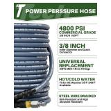 TechSweepPro 3/8\" 4800PSI Pressure Washer Hose 100FT with Swivel Quick Connect for Cold/Hot Water Max 248°F, Kink Resistant Steel Wire Braided, Wear Resistant Power Washer Hose with M22 14mm Adapt TechSweepPro 3/8\" 4800PSI Pressure Washer Hose 100FT with Swivel Quick Connect for Cold/Hot Water Max 248°F, Kink Resistant Steel Wire Braided, Wear Resistant Power Washer Hose with M22 14mm Adapt