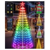 8FT Outdoor Christmas Tree Decorations Smart App Control, DIY Patterns Prelit Multicolor Outdoor Christmas Tree Light Show, Waterproof Magical String Lights with Remote Music Timer for Yard - Retail:  8FT Outdoor Christmas Tree Decorations Smart App Control, DIY Patterns Prelit Multicolor Outdoor Christmas Tree Light Show, Waterproof Magical String Lights with Remote Music Timer for Yard - Retail: