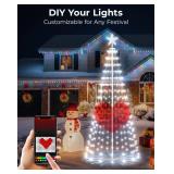 8FT Outdoor Christmas Tree Decorations Smart App Control, DIY Patterns Prelit Multicolor Outdoor Christmas Tree Light Show, Waterproof Magical String Lights with Remote Music Timer for Yard - Retail:  8FT Outdoor Christmas Tree Decorations Smart App Control, DIY Patterns Prelit Multicolor Outdoor Christmas Tree Light Show, Waterproof Magical String Lights with Remote Music Timer for Yard - Retail: