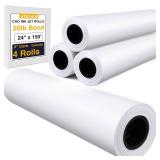 VOISEN Wide Format Paper,4 Rolls Plotter Paper 24 In x 150 Ft, CAD Bond Rolls,20lb,Bond Paper on 2\" Core for CAD Printing on Wide Format Ink Jet Printers - Retail: $64 VOISEN Wide Format Paper,4 Rolls Plotter Paper 24 In x 150 Ft, CAD Bond Rolls,20lb,Bond Paper on 2\" Core for CAD Printing on Wide Format Ink Jet Printers - Retail: $64