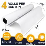 VOISEN Wide Format Paper,4 Rolls Plotter Paper 24 In x 150 Ft, CAD Bond Rolls,20lb,Bond Paper on 2\" Core for CAD Printing on Wide Format Ink Jet Printers - Retail: $64 VOISEN Wide Format Paper,4 Rolls Plotter Paper 24 In x 150 Ft, CAD Bond Rolls,20lb,Bond Paper on 2\" Core for CAD Printing on Wide Format Ink Jet Printers - Retail: $64