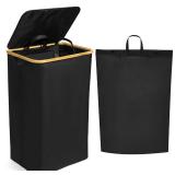 2 x  Luxe Laundry Clothing Hamper - 120L Large Laundry Basket with Bamboo Lid & Removable Inner Bag for Dirty Clothes - Free Standing, Tall, Collapsible, High-Capacity & Stylish Design Basket Bin, Bla 2 x  Luxe Laundry Clothing Hamper - 120L Large Laundry Basket with Bamboo Lid & Removable Inner Bag for Dirty Clothes - Free Standing, Tall, Collapsible, High-Capacity & Stylish Design Basket Bin, Bla