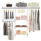 Vilaxing Wire Closet Organizer System, Wall Mounted 6.5 Ft. Custom Closet Kit for Bedrooms, Adjustable Storage Shelves for Clothes, Shoes, and Handbags - Retail: $90 Vilaxing Wire Closet Organizer System, Wall Mounted 6.5 Ft. Custom Closet Kit for Bedrooms, Adjustable Storage Shelves for Clothes, Shoes, and Handbags - Retail: $90