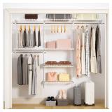 Vilaxing Wire Closet Organizer System, Wall Mounted 6.5 Ft. Custom Closet Kit for Bedrooms, Adjustable Storage Shelves for Clothes, Shoes, and Handbags - Retail: $90 Vilaxing Wire Closet Organizer System, Wall Mounted 6.5 Ft. Custom Closet Kit for Bedrooms, Adjustable Storage Shelves for Clothes, Shoes, and Handbags - Retail: $90