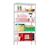 IZEUK 5 Tier White Metal Storage Shelves, Heavy Duty Wire Shelving Rack for Garage, Kitchen, Bathroom, Laundry, or Closet Organization, 1250 lbs Capacity, 11.8\" D x 29.5\" W x 59.5\" H - Retail: $85 IZEUK 5 Tier White Metal Storage Shelves, Heavy Duty Wire Shelving Rack for Garage, Kitchen, Bathroom, Laundry, or Closet Organization, 1250 lbs Capacity, 11.8\" D x 29.5\" W x 59.5\" H - Retail: $85