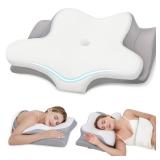 Cervical Neck Pillow, Memory Foam Pillows for Neck and Shoulder Pain Relief, 2 Heights Ergonomic Pillow with Breathable Ice Silk Cover, Neck Support Pillow for Side Back Stomach Sleepers, Odorless - R Cervical Neck Pillow, Memory Foam Pillows for Neck and Shoulder Pain Relief, 2 Heights Ergonomic Pillow with Breathable Ice Silk Cover, Neck Support Pillow for Side Back Stomach Sleepers, Odorless - R