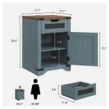 FiveWillowise Farmhouse End Table with Charging Station, 26.4\" Tall Rustic Nightstand with Drawer and X Barn Door, Country Bedside Sofa Side Table for Living Room, Blue - Retail: $80 FiveWillowise Farmhouse End Table with Charging Station, 26.4\" Tall Rustic Nightstand with Drawer and X Barn Door, Country Bedside Sofa Side Table for Living Room, Blue - Retail: $80