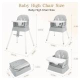 5 in 1 Foldable Baby High Chair,Convertible Highchair for Babies and Toddlers-Portable Infant Booster Seat,Carry Small Box,Dining Chair,Toddler High Chair with 5-Point Harness,Removable Tray-Grey - Re 5 in 1 Foldable Baby High Chair,Convertible Highchair for Babies and Toddlers-Portable Infant Booster Seat,Carry Small Box,Dining Chair,Toddler High Chair with 5-Point Harness,Removable Tray-Grey - Re