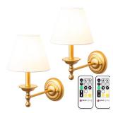 Adust Battery Operated Wall Sconce Set of Two Remote Control Dimmable Rechargeable LED Light Bulb, 3 Color Temps LED, for Bedroom Living Room - Retail: $87 Adust Battery Operated Wall Sconce Set of Two Remote Control Dimmable Rechargeable LED Light Bulb, 3 Color Temps LED, for Bedroom Living Room - Retail: $87
