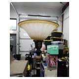Ornate Torchiere Floor Lamp with Glass Shade
