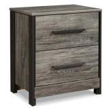 Signature Design by Ashley Cazenfeld Rustic 2 Drawer Nightstand with 2 Slim-Profile USB Charging Stations  Weathered Gray