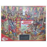 Kansas City Chiefs Cartoon Puzzle in Rustic Frame
