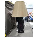 Decorative Black Glass Table Lamps with Beige Shades