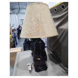 Decorative Black Glass Table Lamps with Beige Shades