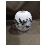Hand-Painted Wild Horses Ceramic Vase