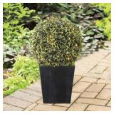 Better Homes & Gardens 20  Outdoor Artificial Topiary Decor in Black Planter  with Battery-Operated LED Lights