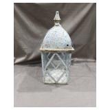 Rustic Metal and Glass Diamond Pattern Lantern