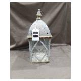 Rustic Metal and Glass Diamond Pattern Lantern