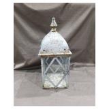 Rustic Metal and Glass Diamond Pattern Lantern