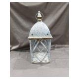 Rustic Metal and Glass Diamond Pattern Lantern