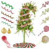 $80 5FT Lime Green Bendable Artificial Christmas Tree with Ornaments