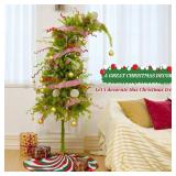 $80 5FT Lime Green Bendable Artificial Christmas Tree with Ornaments