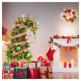 $80 5FT Lime Green Bendable Artificial Christmas Tree with Ornaments