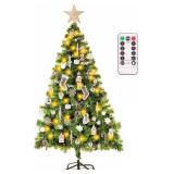 $80 5ft Prelit Artificial Xmas Tree with Ornaments, Pink Champagne/White