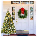 $80 5ft Prelit Artificial Xmas Tree with Ornaments, Pink Champagne/White