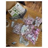 $80 5ft Prelit Artificial Xmas Tree with Ornaments, Pink Champagne/White