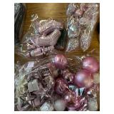 $80 5ft Prelit Artificial Xmas Tree with Ornaments, Pink Champagne/White