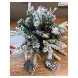 Flocked evergreen spray with lights