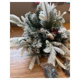 Flocked evergreen spray with lights