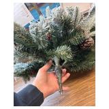 Flocked evergreen spray with lights