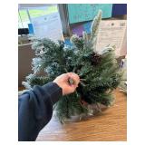 Flocked evergreen spray with lights