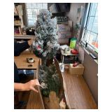 $84 4 Ft Pre-Lit Flocked Tree w/150 LED Lights, 350 Tips, Metal Stand